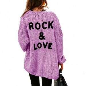 FASHION Lavender LOVE & ROCK Knit Cardigan - Large